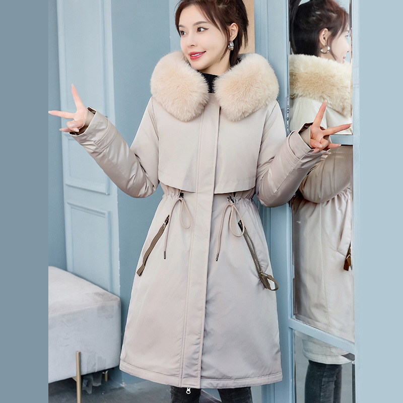 一衣三穿派克服女中长款加厚棉袄可拆卸内胆棉衣冬季羽绒棉服外套_41 白色 M