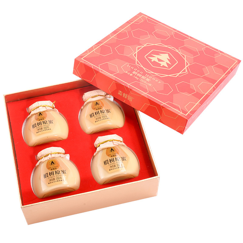 森蜂园椴树结晶蜜礼盒 350gx4 冲饮 天然椴树蜜滋补蜂蜜农家自产土取蜂巢蜜蜂