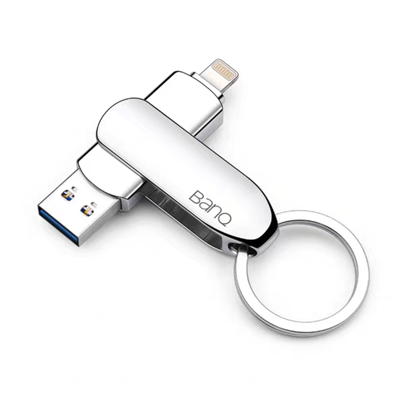 banq128GB USB3.0苹果U盘 A50高速版 银色 苹果官方MFI认证 iPhone/iPad双接口手机电脑