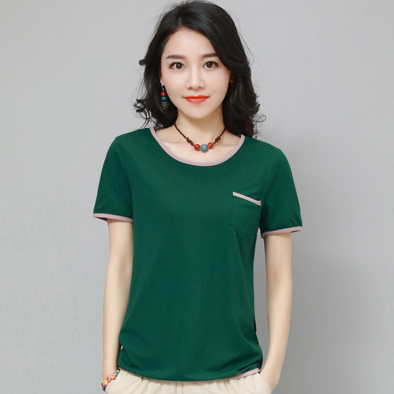 纯色短袖针织棉t恤小衫女2018夏新款圆领打底衫韩版时尚宽松上衣