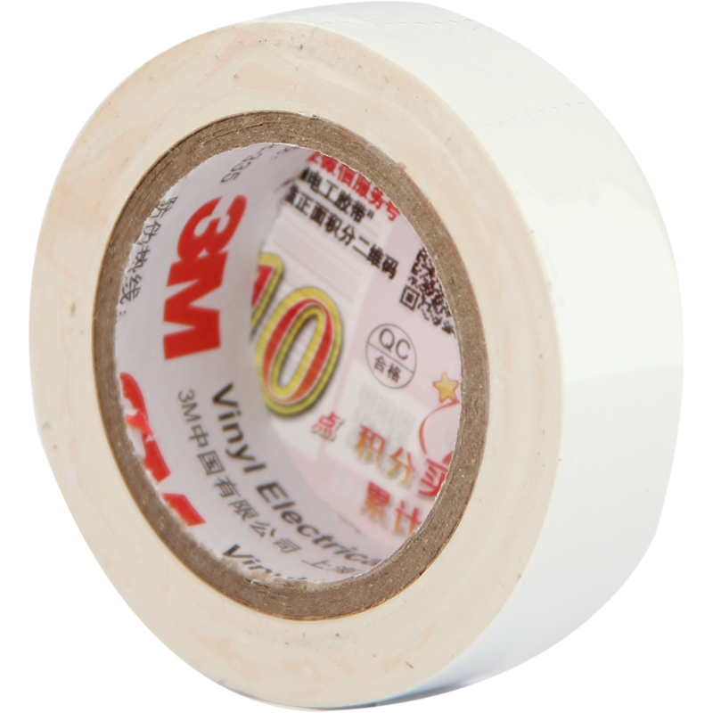 3M 1500车家通用型PVC电气绝缘胶带/无铅电工胶带18mm*10m 白色10卷