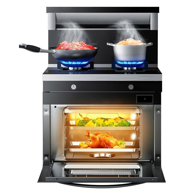 [2021蒸烤新品]老板集团名气 蒸烤一体集成灶60L大容量 家用环保大吸力油烟机 FT12A天然气