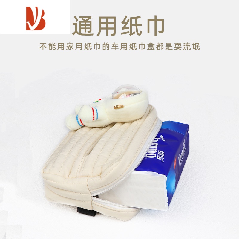 三维工匠车载纸巾盒餐巾盒汽车上扶手箱椅背多收纳纸巾包挂袋装饰用品 软萌小熊纸巾包高清大图