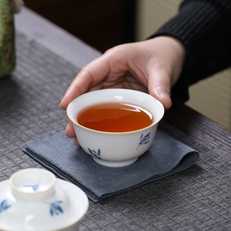 MULTIPOTENT 旅行功夫茶具套组中国白瓷手绘蝴蝶兰快客杯陶瓷便携旅行茶具高清大图