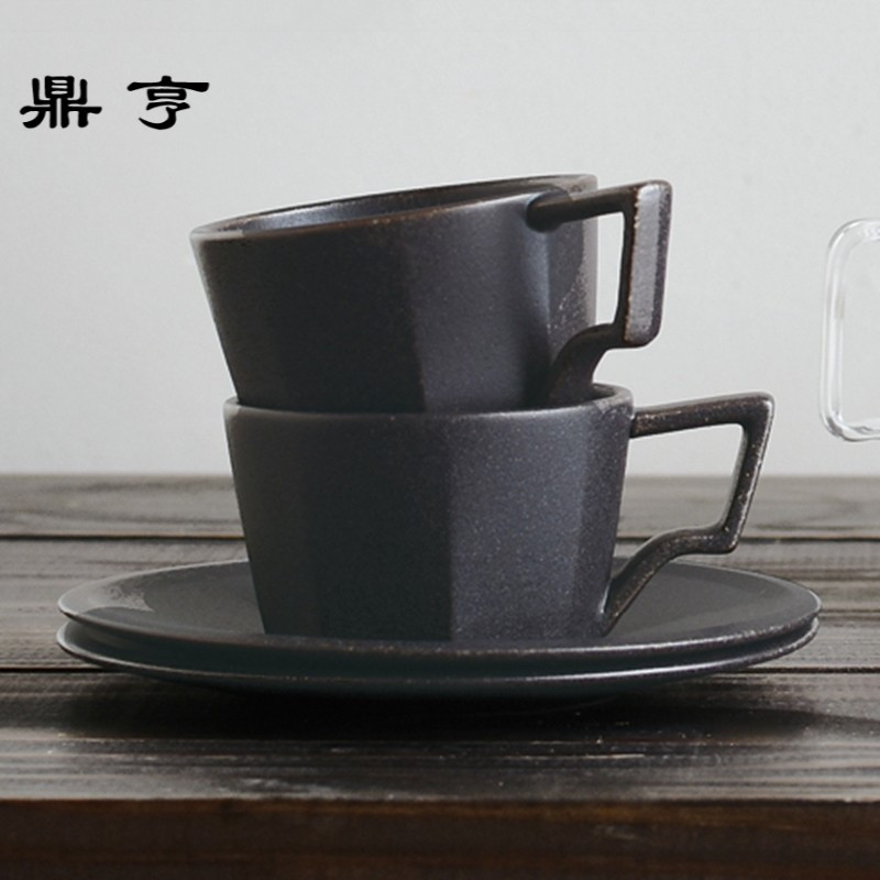 鼎亨日式创意几何陶瓷咖啡杯马克杯意式咖啡杯碟套装卡布奇诺咖啡