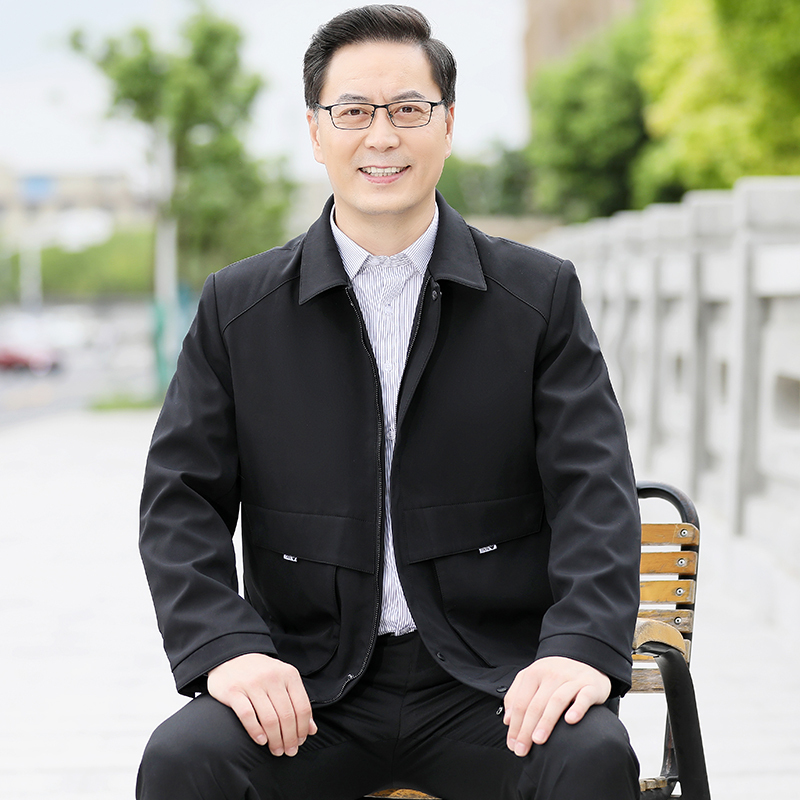 newlake爸爸秋装外套中年男士休闲薄款翻领中老年夹克