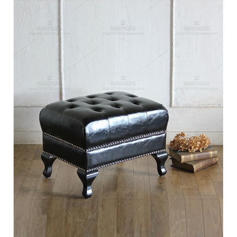 森美人美式沙发凳服装店商场方形试换鞋凳小脚凳欧式搁脚踏牛皮墩子 仿皮60*40*42 默认尺寸