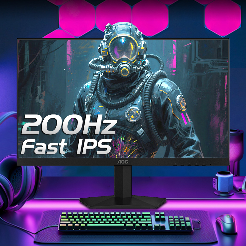 AOC 24英寸200Hz电竞高清屏幕24G41E电脑游戏显示器180外接笔记本