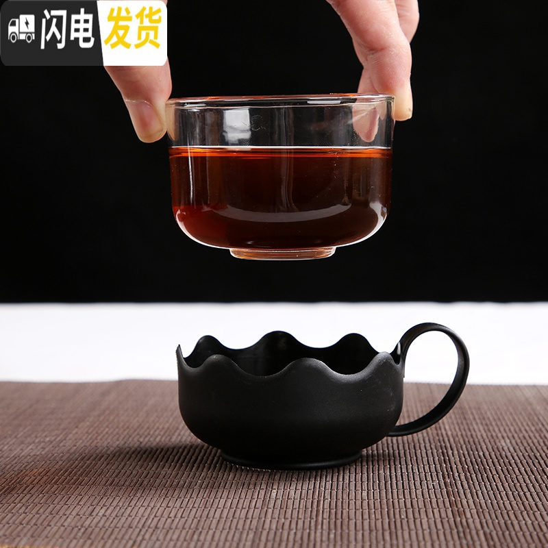 三维工匠茶杯玻璃茶杯小茶杯陶瓷杯紫砂杯飘逸杯泡茶壶泡茶过滤杯飘逸茶壶 红内白紫砂品杯