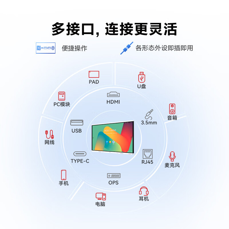 华为会议平板视频会议一体机 IdeaHub Board2 86英寸会议智慧屏教育培训电子白板 挂墙版IHB2-86SU