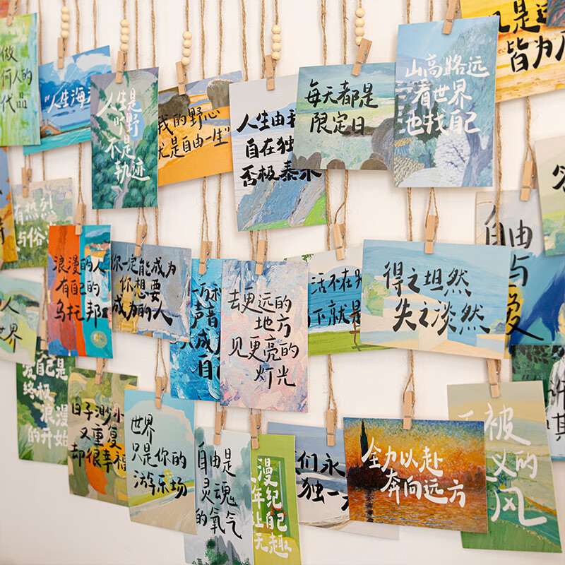 维诺亚悬挂照片墙免打孔木珠麻绳夹子串相片墙面收纳展示创意家居装饰高清大图