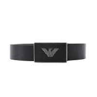 EMPORIO ARMANI 阿玛尼 男士徽标板扣牛皮皮带腰带 黑色 Y4S196 YDC0G 80001 100