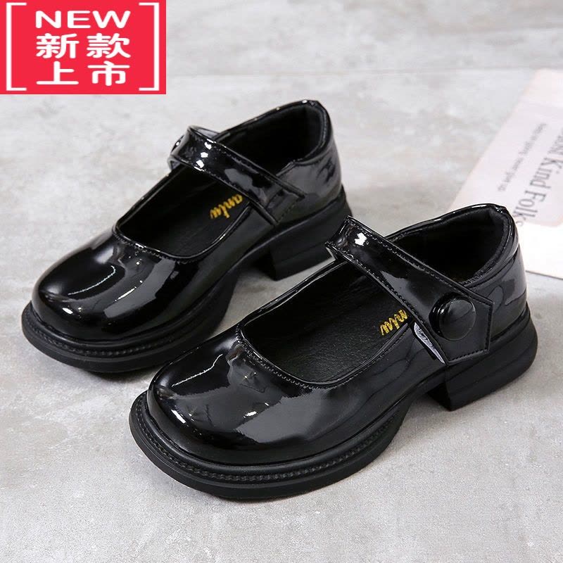 可莉允儿童小黑皮鞋女童新款英伦风韩版中大童公主鞋软底百搭时尚舒适鞋运动休闲鞋图片
