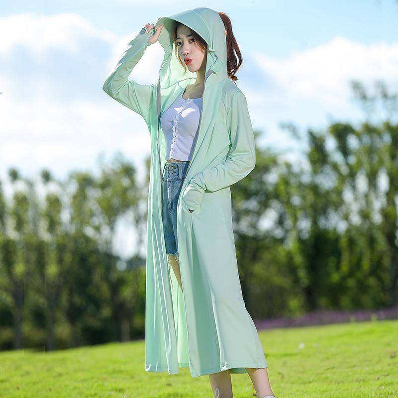 [补贴10%]防晒衣女2021新款夏电动车紫外线防晒服长袖冰丝透气长款过膝外套高清大图