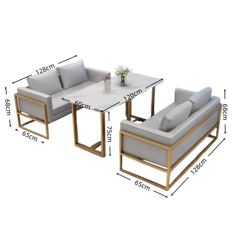 智叶舟休闲沙发组合双人位*2+长方桌套高清大图