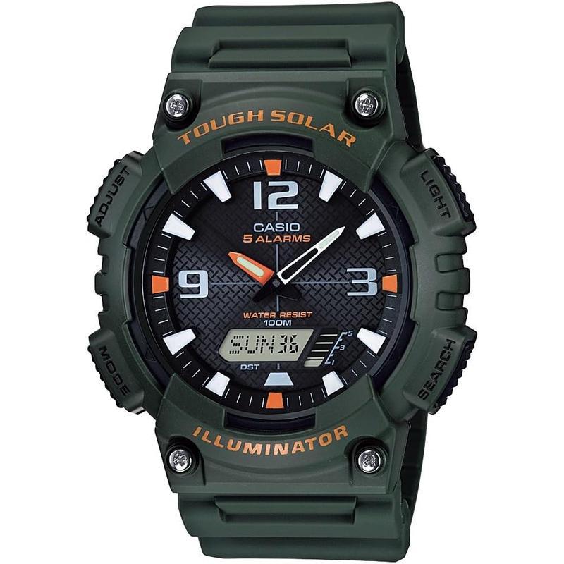 卡西欧(CASIO)卡西欧太阳能石英手表男款100米防水电子指针双显计时码表多功能