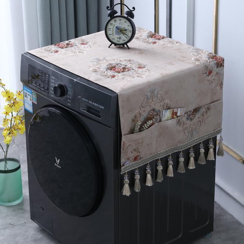 BONJEAN欧式双开对开冰箱滚筒洗衣机大冰箱顶防尘罩盖布盖巾布艺家用 舒曼尔-咖色 33*100cm（微波炉可用无口袋）