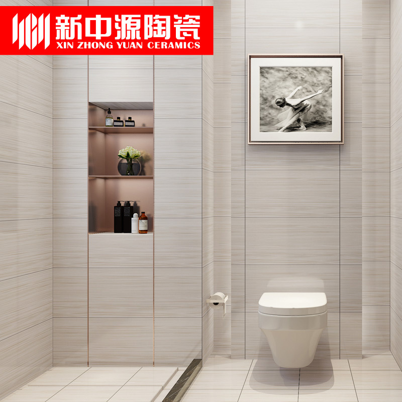 新中源陶瓷简约条纹布纹瓷砖卫生间墙地砖300x600厨房防滑地板砖60199