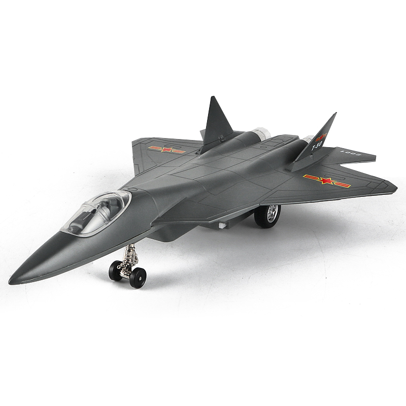 彩珀仿真t50战斗机合金模型军事儿童玩具航模成品回力飞机模型t50蓝
