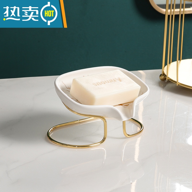 敬平欧式陶瓷香皂盒简约时尚沥水肥皂盒酒店卫生间装饰皂碟创意皂托架 绿色鱼尾皂盒高清大图