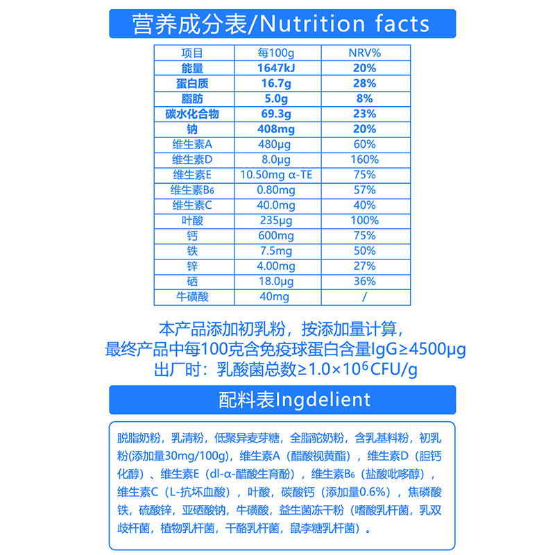 新疆内蒙古北蒙传奇骆驼奶粉初乳益生菌配方红驼乳粉300g*2罐儿童中小学生孕妇中老年老人王牌脱盐乳清粉免疫球蛋白营养粉高清大图