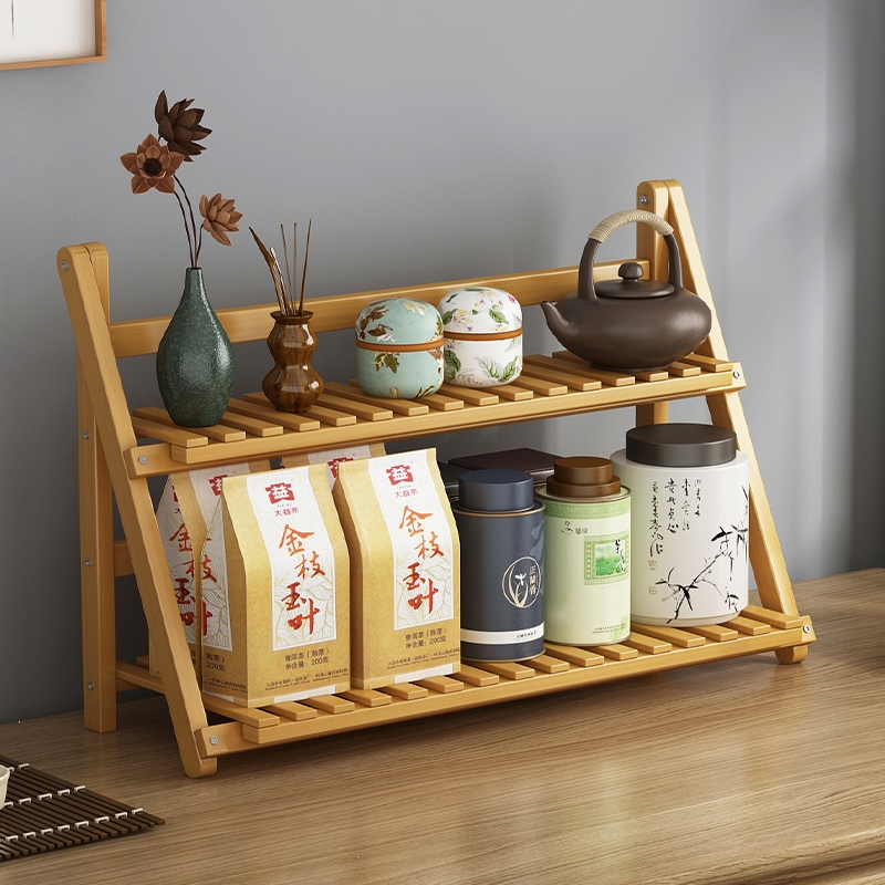 聚宸兴茶桌上置物收纳架小型博古架新中式茶台摆件装饰品茶叶茶具架