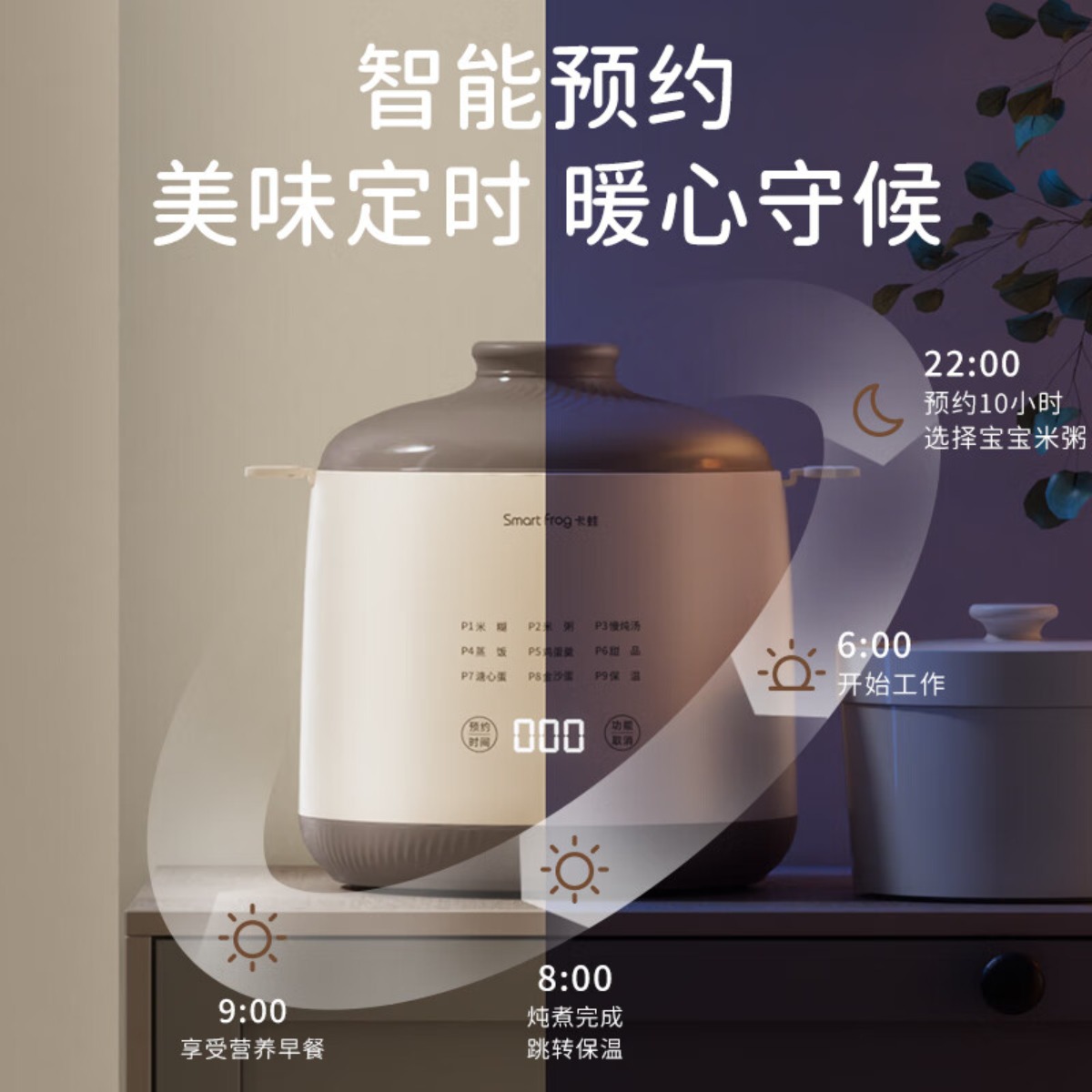 卡蛙SmartFrong宝宝辅食电炖锅 电炖盅 多功能煮蛋器煲汤锅炖汤锅 婴儿煮粥锅熬粥宝宝炖盅养生1-3人 兰迪黄 0高清大图