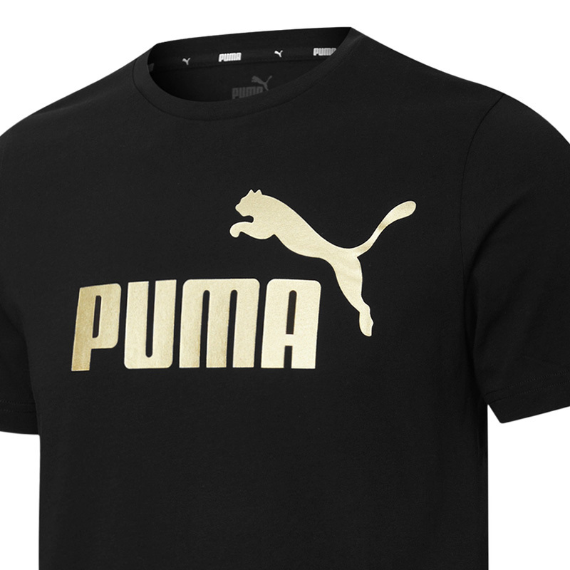 Puma Logo印花圆领针织短袖T恤 男款 黑色 845573-01