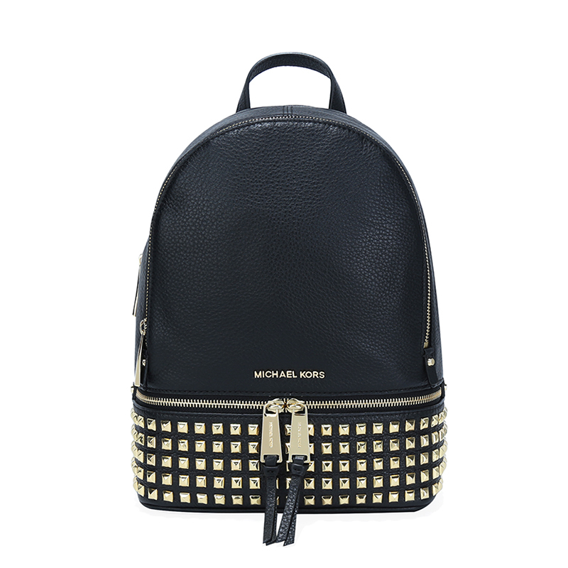 Michael Kors/迈克科尔斯女士RHEAZIP系列牛皮休闲双肩背包30S5GEZB5L黑色001高端女士双肩包 