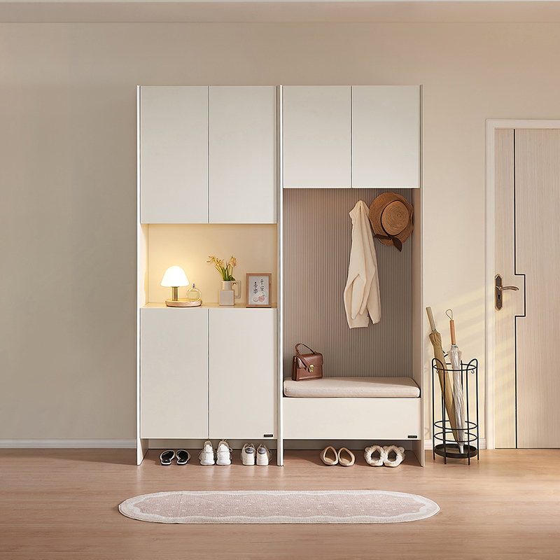 全友家居奶油慕斯客厅奶油风入户柜鞋柜多功能储物柜百搭极简间厅柜