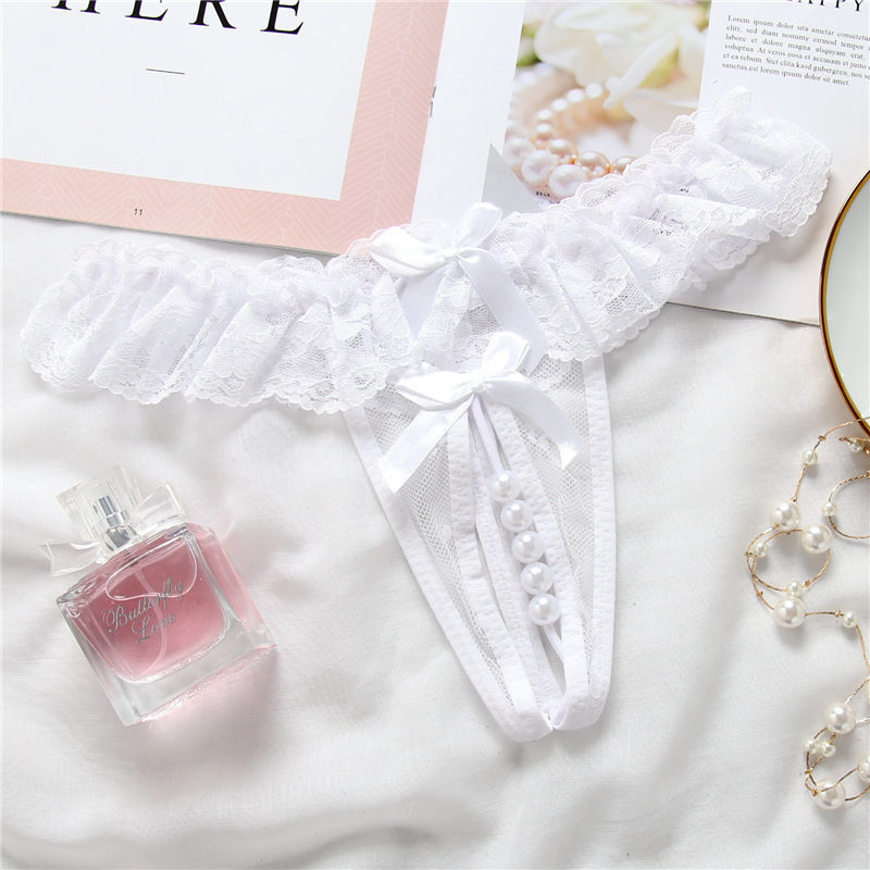 白色珍珠内裤 均码80-135 性感情趣内裤女生士开洞迷人啪啪裸感火辣