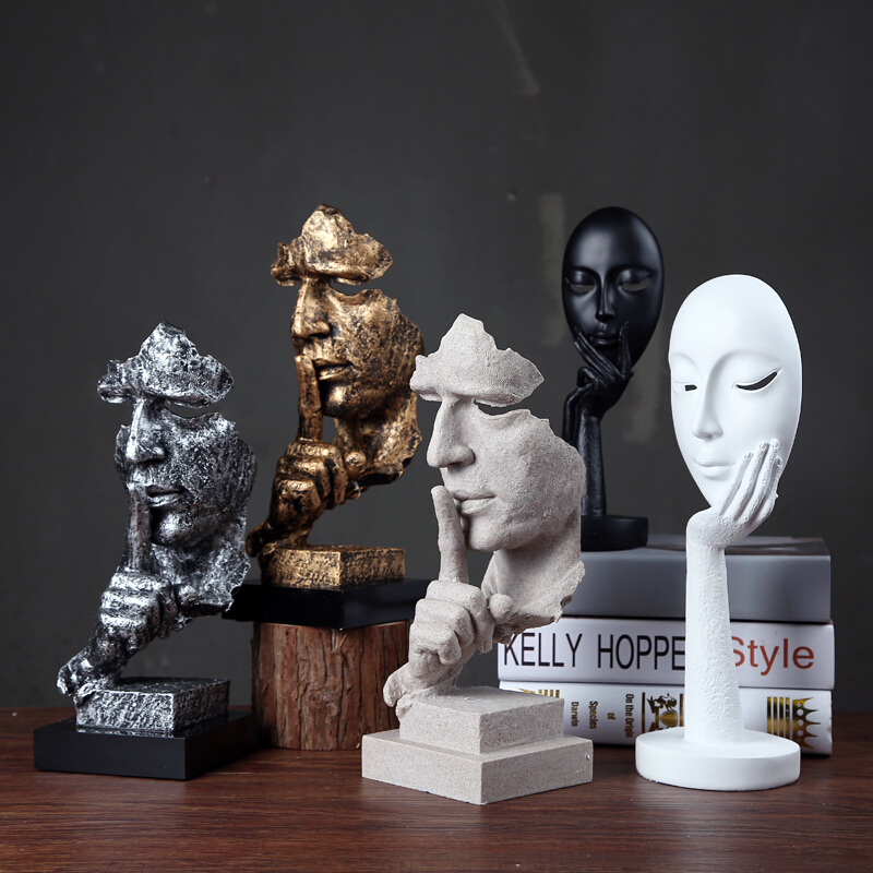 简约现代创意沉默是金工艺品摆件欧塑办公室客厅艺术品装饰品日用创意