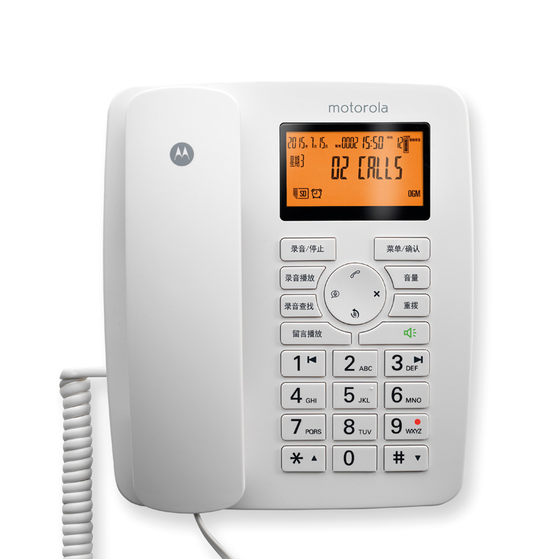 摩托罗拉(MOTOROLA)数字自动/手动插卡录音电话办公家用呼叫中心CT111C (白色)高清大图
