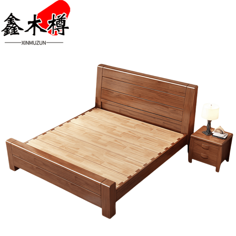 鑫木樽单人床+床头柜120*200*109cm套高清大图