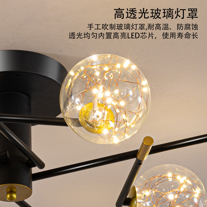 辛羽轻奢网红灯具套餐北欧风客厅灯简约现代长方形led吸顶灯后现代卧室灯书房餐厅灯饰