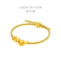 周大福 本命年蛇年生肖画蛇添财太极蛇足金黄金转运珠男女同款配绳礼物 EOR1307