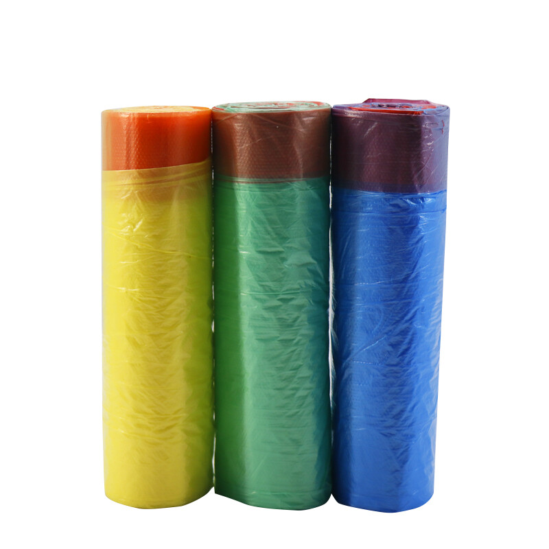 海斯迪克 抽绳垃圾袋 HKZX-55 45*50cm 加厚黄色红绳 20只 1卷高清大图