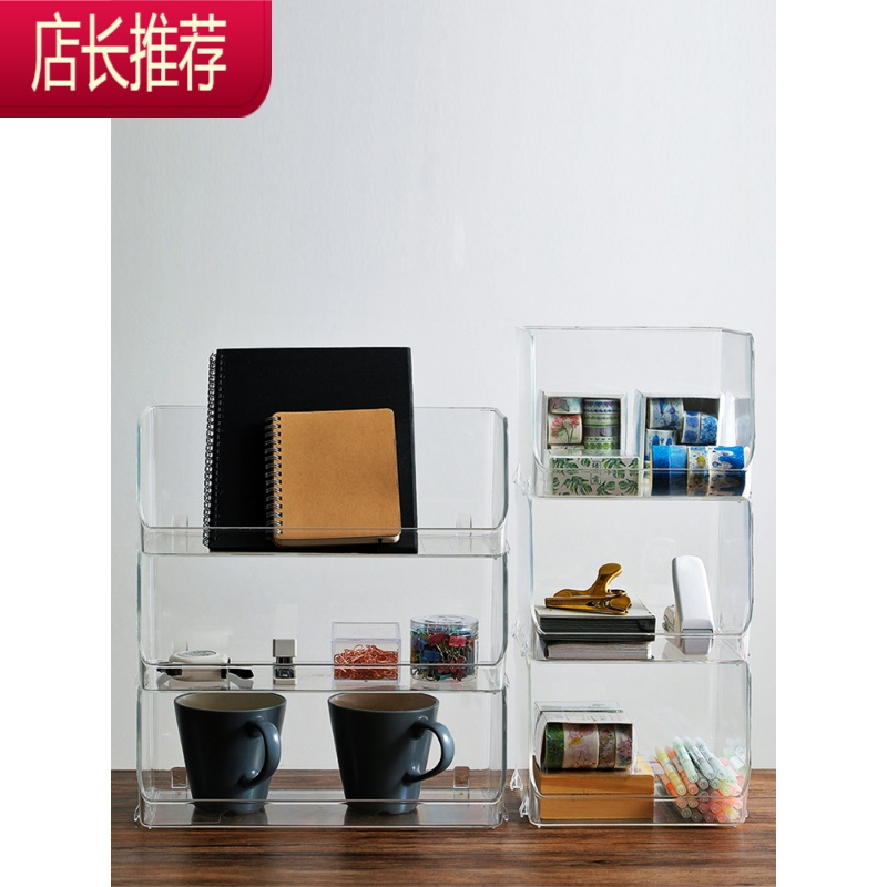 化妆品收纳盒桌面手办置物架口红储物盒梳妆台办公桌收纳筐JING PING