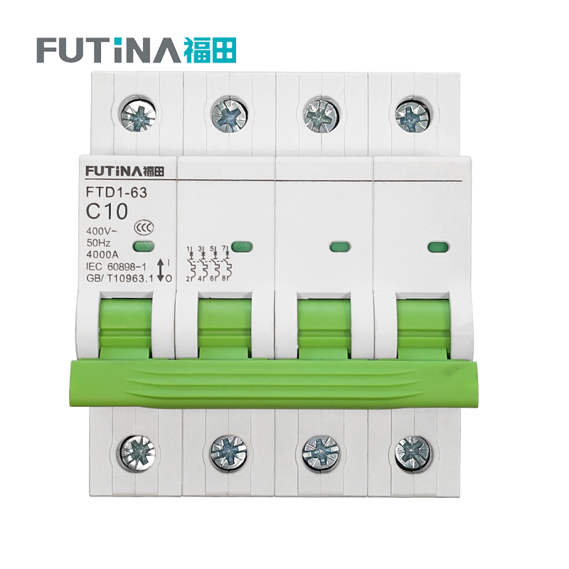 福田 小型断路器空开 家用空气开关小型断路器不带漏保 4P10A 单位:个高清大图