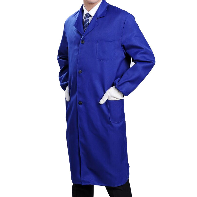 谋福 CNMF 8503 -2 加厚含棉饲养使用蓝大褂 长袖工作服蓝大衣 仓库搬运工装服 货运防尘服 (艳蓝涤纶款)