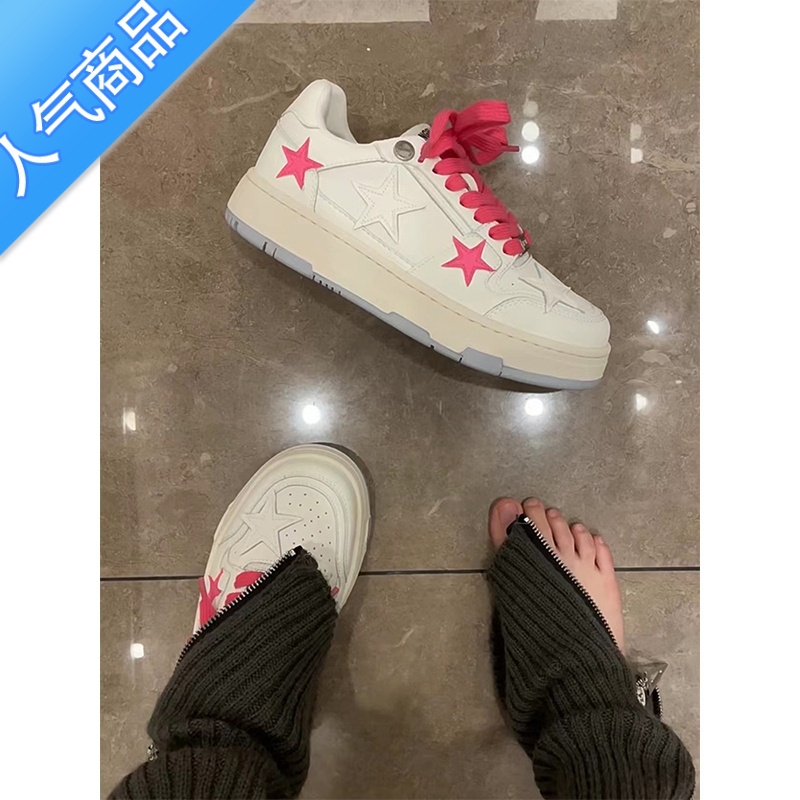 SUNTEK小众厚底星星休闲板鞋女2023春季新款时尚百搭运动增高街拍小百S高清大图
