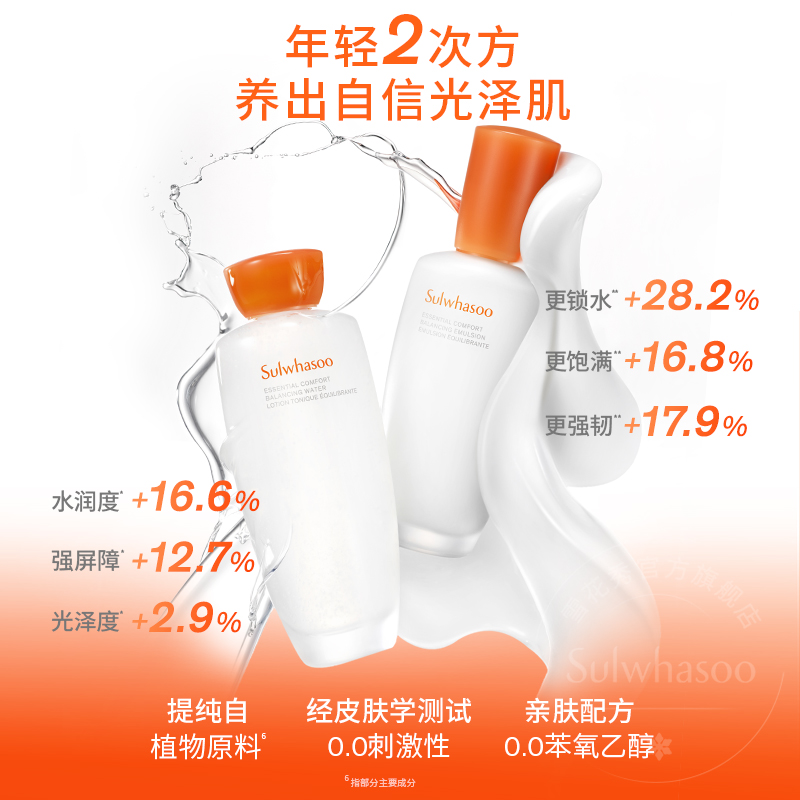 Sulwhasoo雪花秀 滋盈肌本舒活润颜水补水保湿爽肤水150ml+乳液125ml 保湿补水 新版高清大图