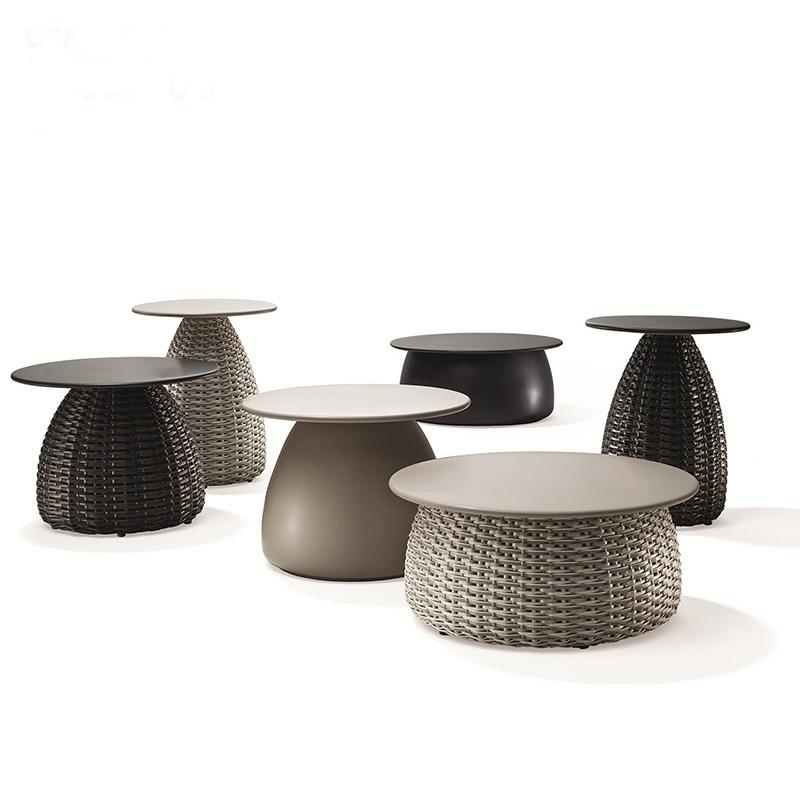 森美人中式户外藤编阳台小茶几样板房定制家具北欧简约边几圆台藤椅软装高清大图