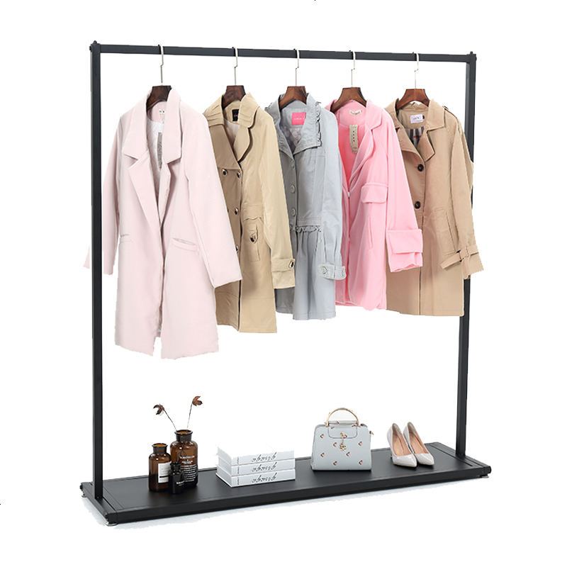 锦北 衣架落地卧室挂衣架衣帽架欧式简易多功能挂衣服架子家用置物架 黑色置物架高清大图