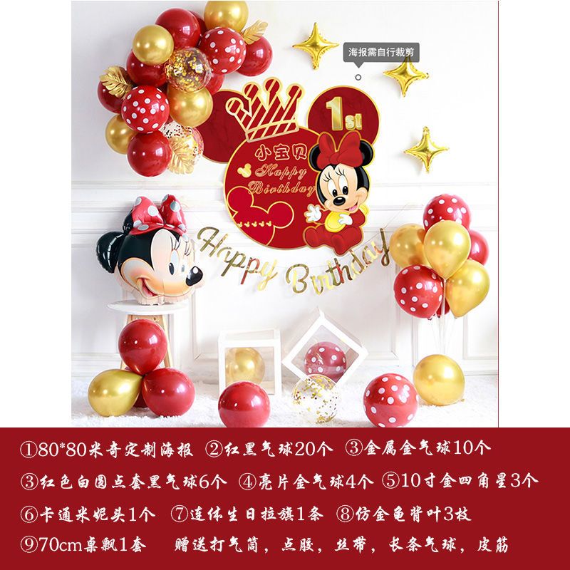 宝宝周岁生日布置气球装饰生日快乐背景墙房间布置男女双胞胎百天 周岁宝宝简单拉旗套餐 [海报]名字默认小宝贝年龄1岁
