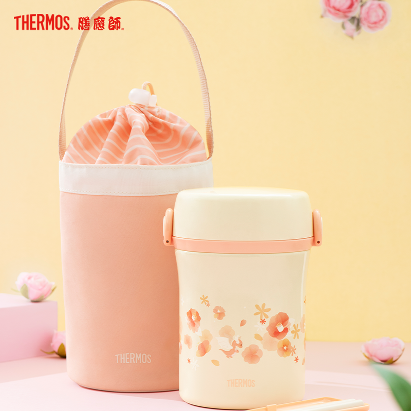 膳魔师,膳魔師(THERMOS)焖烧壶/焖烧杯 TCLA-470S OR(FL II) 470ml 朱一龙同款山茶花系列