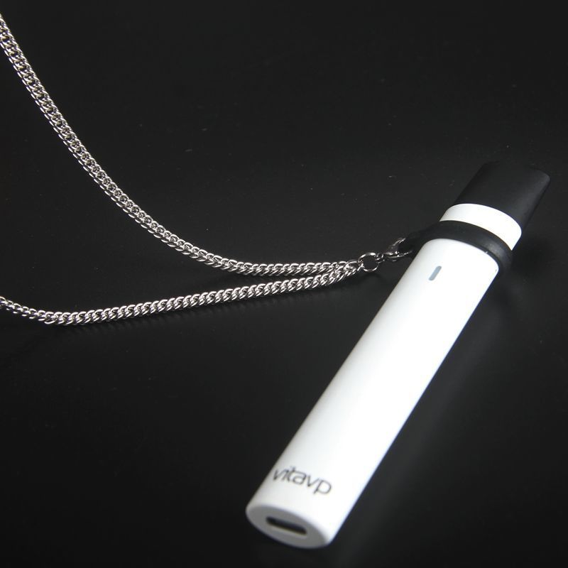 适用唯它vitavp烟杆挂脖子长金属链子保护套项链维它挂绳带硅胶圈双织