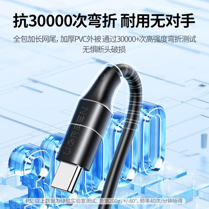 绿联(UGREEN)Type-C数据线6A/5A超级快充100W/66W充电线USB-C通用/2m高清大图