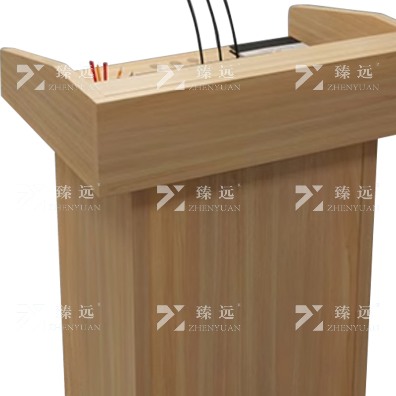 臻远ZY4080618 培训室演讲台讲桌发言台主持台 橡木色高清大图