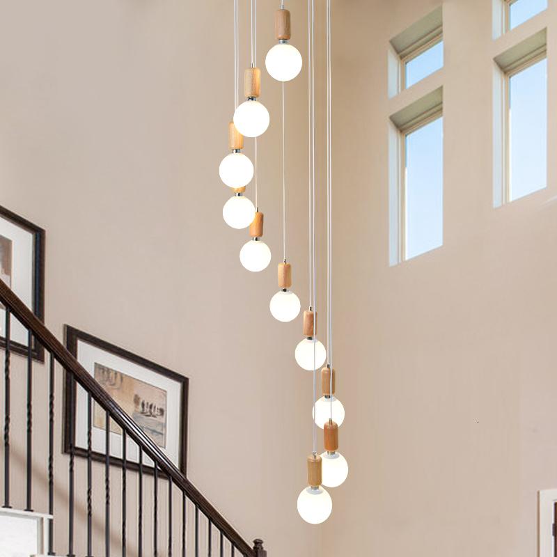 闪电客楼梯吊灯简约现代复式楼公寓客厅灯小户型餐厅吊灯别墅灯具